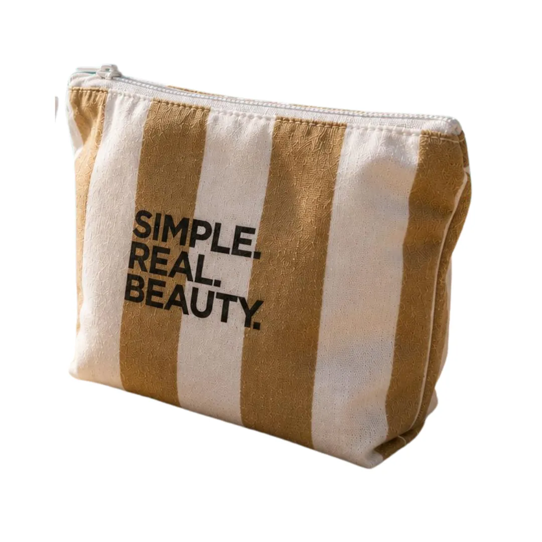 AINHOA Simple. Real. Beauty. toilettas met beige en witte strepen