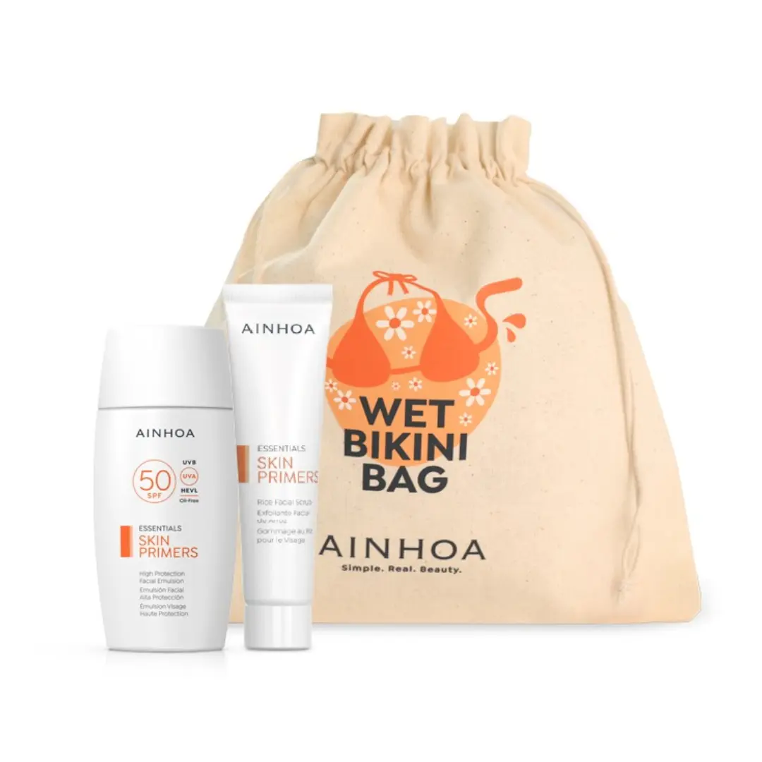 Ainhoa Skin Primers – Very High Protection Facial Emulsion SPF50 – Bikini Bag Set